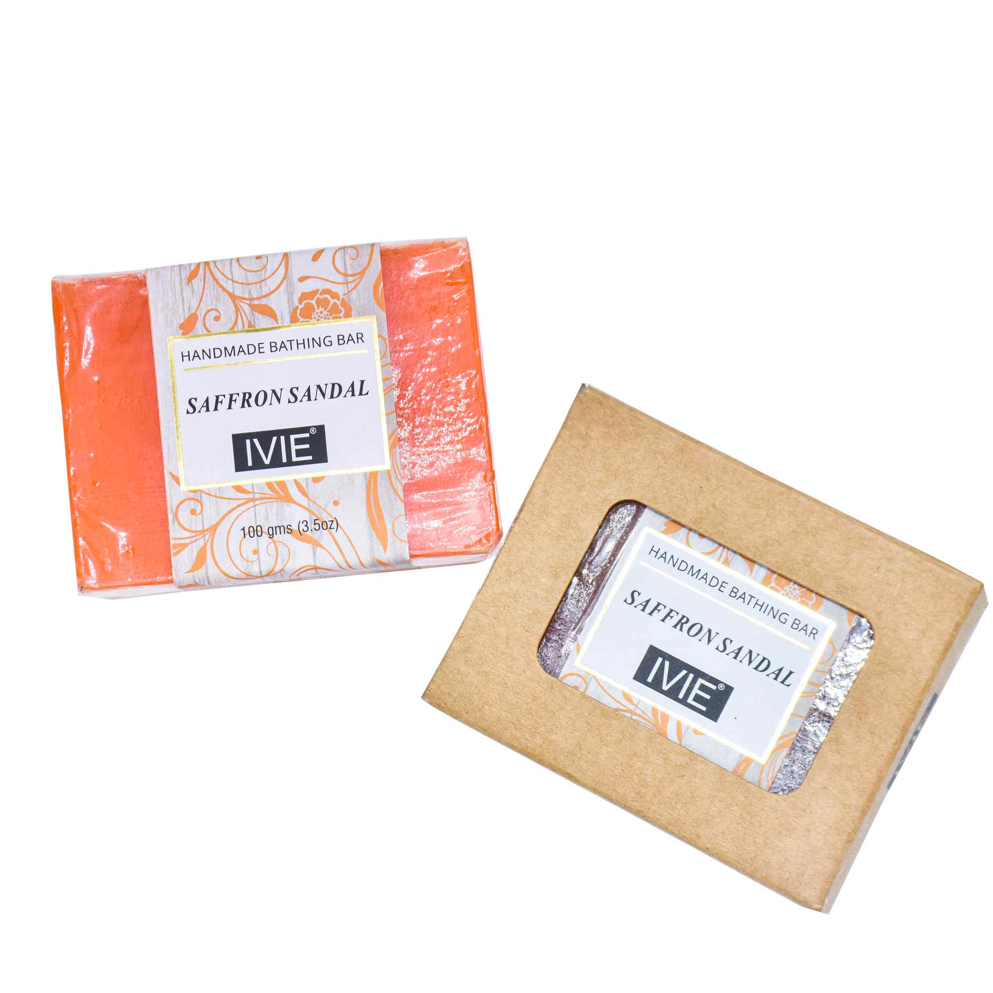 IVIE Handmade Soaps Saffron Sandal || Natural Organic ingredients of Saffron Sandal, Calming & Longevity Fragrance and Paraben Free.